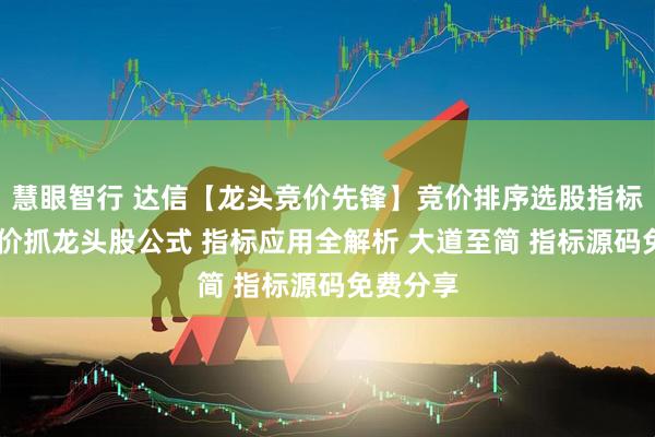 慧眼智行 达信【龙头竞价先锋】竞价排序选股指标 集合竞价抓龙头股公式 指标应用全解析 大道至简 指标源码免费分享
